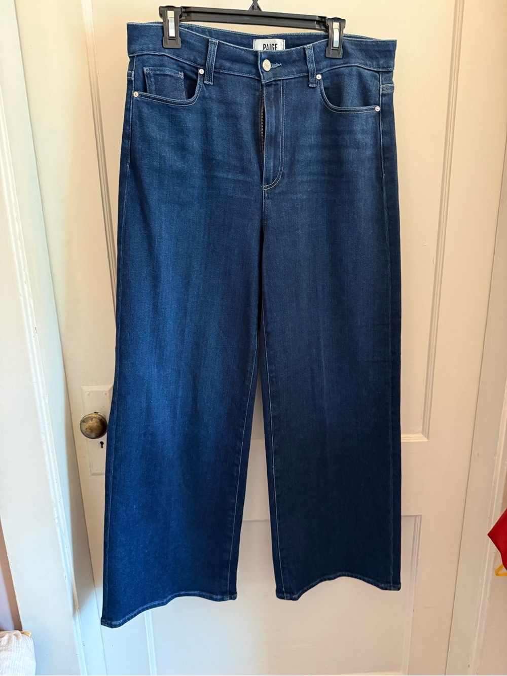 PAIGE Wide-Leg High-Rise Jeans in Dark Blue
